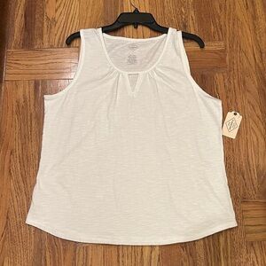 St. John's Bay White Cotton Tank Top Size L